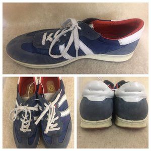 Ecco Men's Comfort Lace Up Suede Low Sneaker Shoes Size US 13 Blue  White